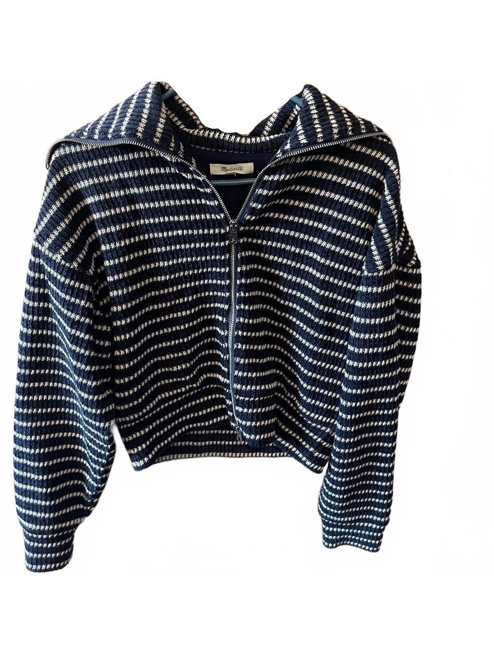 Madewell Striped Knit Zip-Up Sweater Jacket Size Small